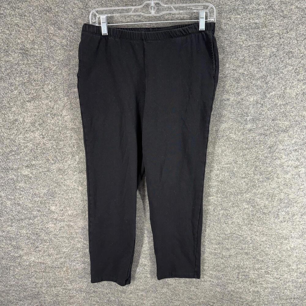 Ruby Rd. Pants Women PS Petite Black Mid Rise Flat Front Chino Pull On Pockets